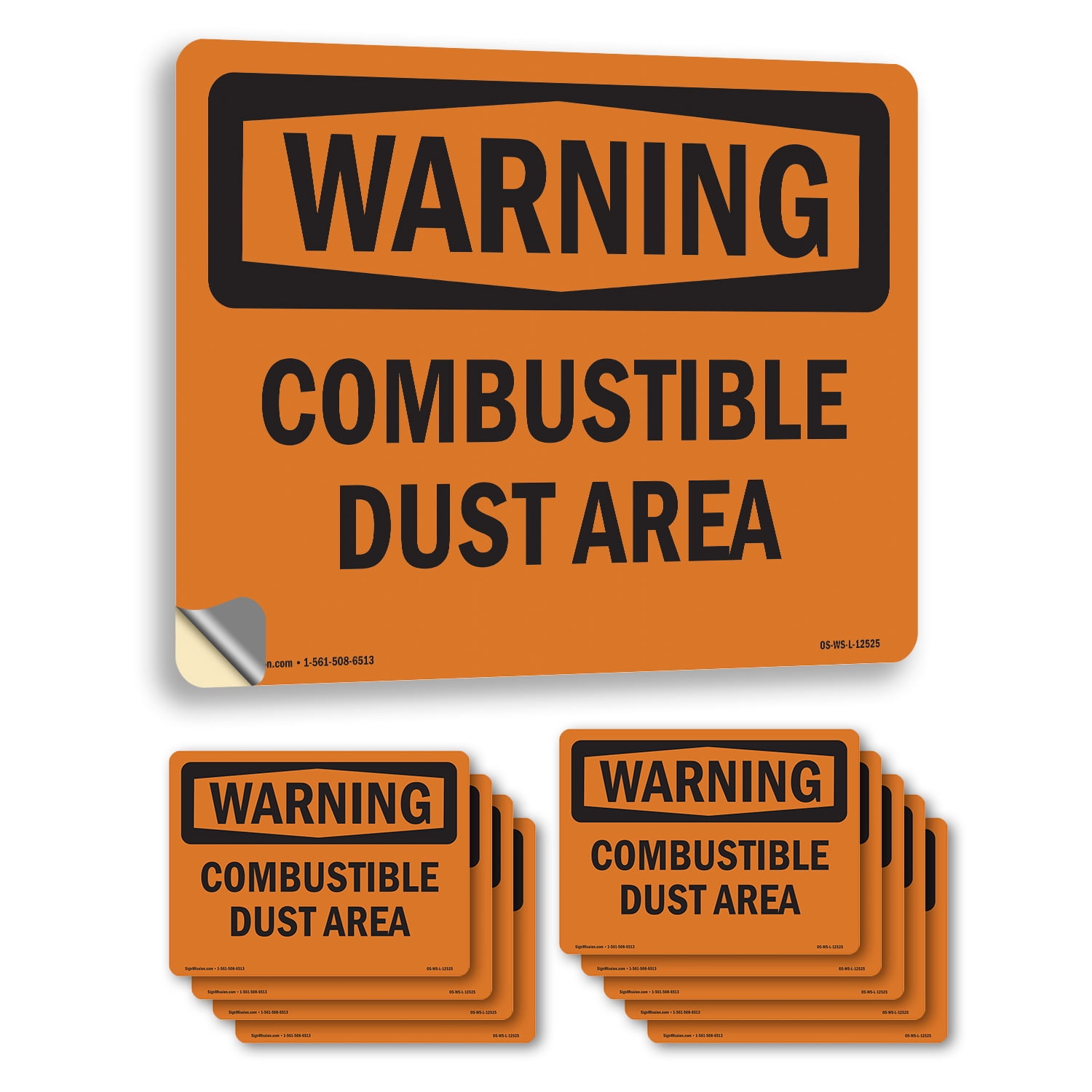 Combustible Dust Area OSHA WARNING Vinyl Decal Label 14 Inch x 10 Inch ...