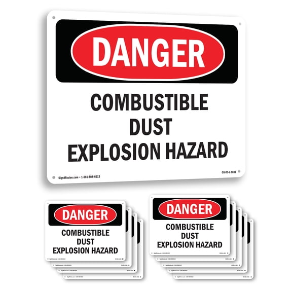 Combustible Dust Explosion Hazard OSHA Danger Aluminum Sign 10 Inch x 7 Inch - 10 Pack
