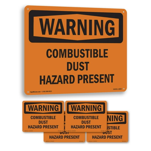 Combustible Dust Hazard Present OSHA WARNING Aluminum Sign 10 Inch x 7 Inch - 5 Pack