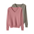 thumbnail image 1 of Comdrip 2Pc Women's Fall Winter V Neck Long Sleeve Basic Trendy Sweaters Fashion Casual Lightweight Knit Pullover Top Pink 2Xl, 1 of 5