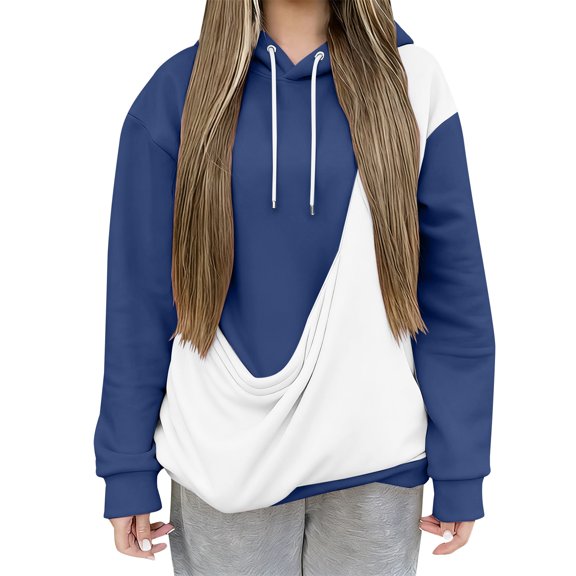 Comdrip Baggy Hoodie, Adult Women Men Oversized Printed Sweatshirts Pullover Women's Loose Casual Sweatshirts Pet Carrier Hoodie Blue XL
