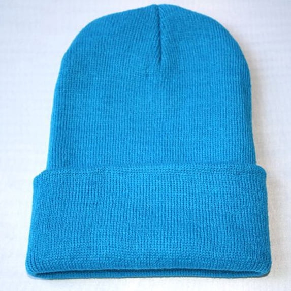 Comdrip Beanie Hat Unisex Fisherman Beanies Cuffed Knit Warm Winter Hats Hop Hip Ski Knitting Winter Caps Sky Blue One Size
