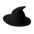 thumbnail image 1 of Comdrip Black Witch Hat for Women Wide Brim Floppy Knit Pointed Crown Foldable Cap Design Crochet Knit Style Daily Themed Wear Black, 1 of 3