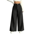 thumbnail image 1 of Comdrip Casual Pants for Women Pants for Women Corduroy Wide Leg Culottes Bottoms Work Trousers Loose Fit Casual Elastic Waist High Waisted Trousers Women Black XL, 1 of 9
