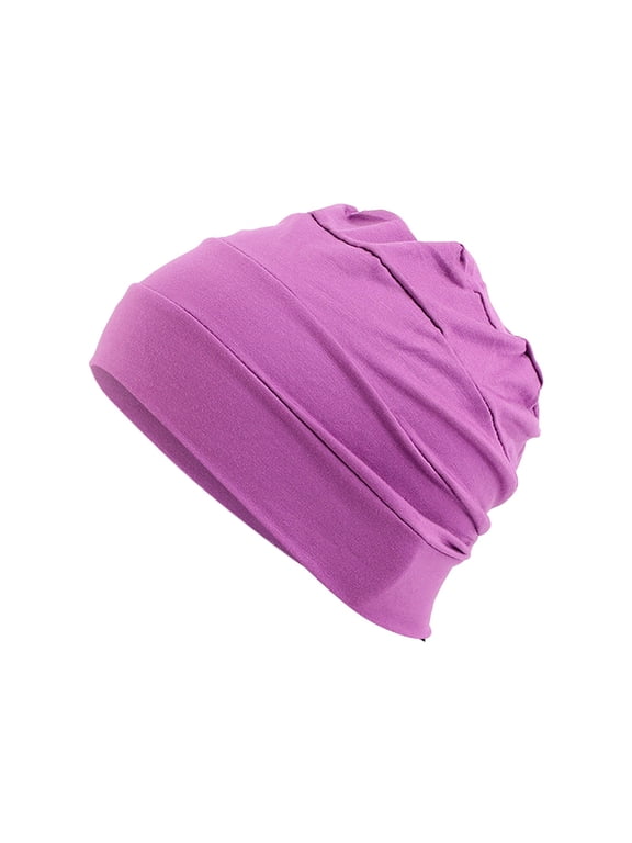 Chemo Sleep Cap for Women Soft Cancer Beanie Hat Headwear Turban Stretchy Cap Hair Loss Head Wrap Chemotherapy Hat Bottom Hat Muslim Ha Purple One Size