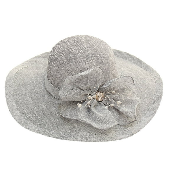 Comdrip Church Hats for Women 2025! organza Church Fascinator Wedding Tea Party Derby Hats for Women Flower Wide Brim Sun Hat Women Easter Hats Grey One Size