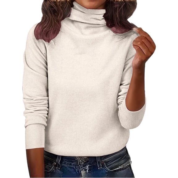 Comdrip Cozy Sweaters for Women, Fall/Winter Turtleneck Sweater Women Pile Neck Pullover Sweater Slim Bottoming Sweater Sweater Tops for Women White 3XL