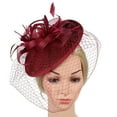 thumbnail image 1 of Comdrip Fascinators Hat Tea Party Headwear ,Women Flower Headband Hair Clip for Derby Events Wedding, Wine One Size, 1 of 7