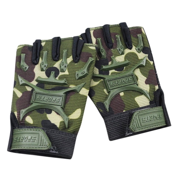 Comdrip Kids Fingerless Gloves Breathable Fingerless Gloves Military Design Non-Slip Comfortable for Boys - Hand Protection for Training Gloves with Wrist Support Army Green M