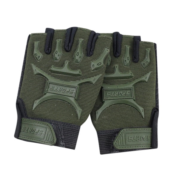 Comdrip Kids Fingerless Gloves Breathable Fingerless Gloves Military Design Non-Slip Comfortable for Boys - Hand Protection for Training Gloves with Wrist Support Green M