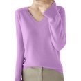 thumbnail image 1 of Comdrip Lightweight Sweaters for Women, Casual V Neck Sweaters for Women Long Sleeve Crew Neck Soft Knitted Pullover Knitted Blouse Comfy Sweaters for Women Light Violet 2XL, 1 of 4