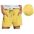 thumbnail image 1 of Comdrip Linen Drawstring Pants Women, Women's Fashion Casual High Waist Pants Straight Leg Sports Casual Loose Shorts Summer Shorts for Women Yellow Xl, 1 of 9