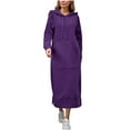 thumbnail image 1 of Comdrip Long Hoodies for Women, Women's Casual Pocket Slim Pullover Hoodie Dress 2025 Fall Pullover Oversized Sweatshirt for Women Hoodie Dress for Women Purple 5XL, 1 of 6