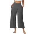 thumbnail image 1 of Comdrip Loose Pants for Women Summer, Women's Solid Color Casual Loose Pocket Sports Pants Casual Pants Wide Leg Pants High Waist Pants Summer Pants for Women Dark Gray L, 1 of 6