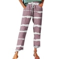 thumbnail image 1 of Comdrip Lounge Pants Women, Women's Autumn Fragrant Linen Linen Print Casual Pants – Perfect for Spring Comfortable and Trendy for Relaxed Days and Everyday Wear Striped Pants Women Light Pink 4XL, 1 of 5