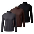 thumbnail image 1 of Comdrip Mock Neck Tops for Women, Womens 3 Pack Long Sleeve Shirts Crew Neck Stretch Fitted Underscrubs Trendy Basic Tops Lightweight Thermal Tee Thermal Long Sleeve Women Red XL, 1 of 5