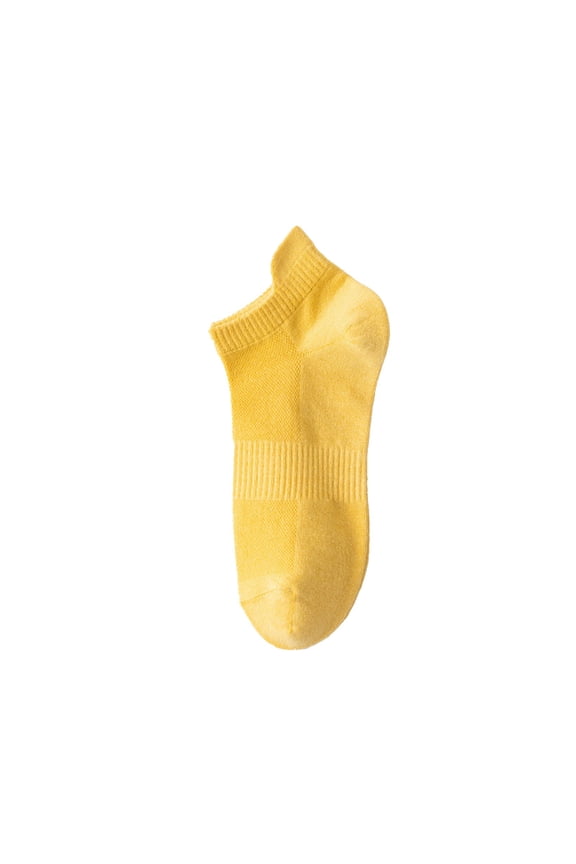 No Show Socks Women Low Cut Ankle Short Anti-Slid Thin Athletic Running Low Cut Invisible Socks with Heel Tab Yellow One Size