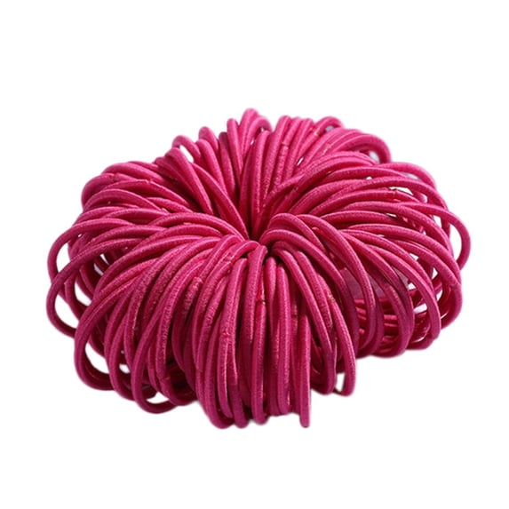 Comdrip Non-Harm Rubber Color Rope Jewelry Elastic Hair Ties Small Bulk for Women Mini Ponytail Holders Rainbow Hairbands Metal Free Bands Hot Pink One Size