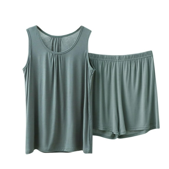 Comdrip Plus Size Pajamas! Summer Cotton Pajama Set for Women Plus Size Soft Shorts & Tank Top Sleeveless Sleepwear for Home/Travel Plus Size Sleep Shorts C 4XL