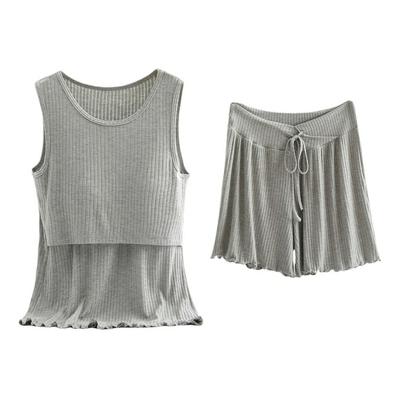 Comdrip Postpartum Lounge Sets for Women! Women's Cotton Pyjamas Short Pyjama Set Sleeveless Shirt Function Maternity Pyjamas Short Sleepwear for Pregnancy Maternity Pajamas for Women Grey 2XL