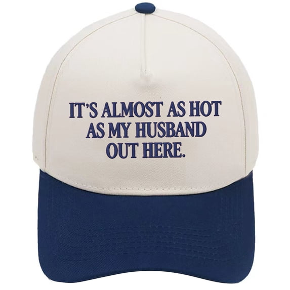 Comdrip Put It on My Husband's Tab Funky Adult Trucker Snapback Hat for Women Cotton Adjustable Fit Curved Brim Sun Protection Navy