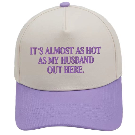 Comdrip Put It on My Husband's Tab Funky Adult Trucker Snapback Hat for Women Cotton Adjustable Fit Curved Brim Sun Protection Purple