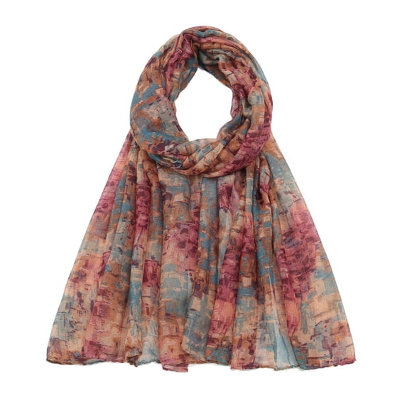Comdrip Scarves for Women Lightweight Fashion Comfortable Print Fall Floral Pattern Scarf Dressy Long Thin Elegant Scarf Shawl Watermelon Red