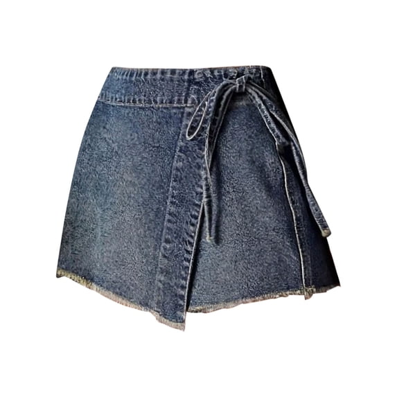 Comdrip Skirts for Women, Womens Denim Skorts Skirts High Waist Denim Shorts Tie Up Side Jean Shorts Wrap Skirt Denim Skirt A Xl