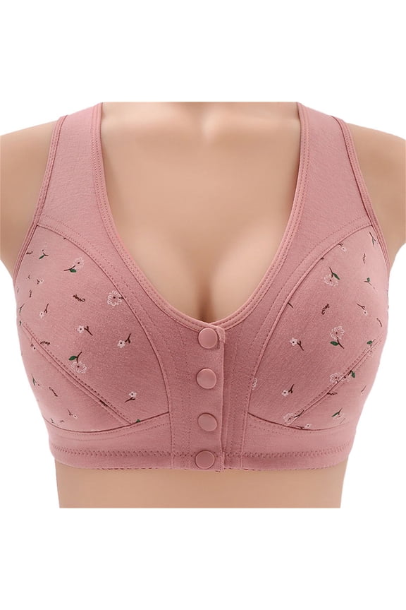 Sleep Bras for Women, Seamless Front Closure Bras for Women Wireless Comfort Supportive No Underwire Convenient Mastectomy Bralettes Front Close Bras for Women Pink L
