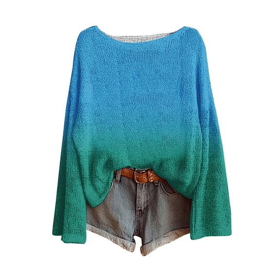 Comdrip Soft Sweaters, Womens Fall Sweaters 2025 Lightweight Casual Long Sleeve Knit Pullover Tops Clothing Womens Pullover Sweater Blue XL