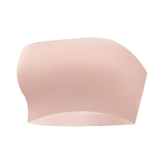 Comdrip Strapless Bandeau Bra, Women's Traceless Large Anti Drop off one Shoulder Wrapped Chest Wrapped Up Bra Seamless Strapless Bra Pink XL