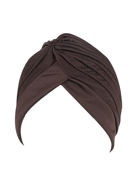 Stretchy Turban Head Wraps for Women Pre Tied Knot Turban Hats Sleep Hats Cancer Headwear Class Hat Headband Baseball Caps Coffee One Size