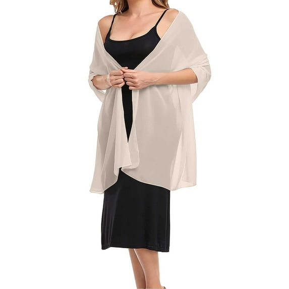Comdrip Summer Shawl! Shawls and for Evening Dresses Chiffon Women Elegant Soft Silky Wedding Bridal Scarf Shawl for formal Dress Beige S