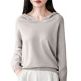 thumbnail image 1 of Comdrip Sweater Hoodies for Women, 2025 Fall Womens Hoodies Casual Fashion Sweaters Women's Soft Touch Hooded Pullover Sweater Hooded Sweater Women Light Ashy 2XL, 1 of 4
