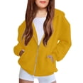 thumbnail image 1 of Comdrip Teen Girls Fleece Zip up Sweatshirt Cute Cropped Coat Fall Kids Clothing Yellow 150, 1 of 6