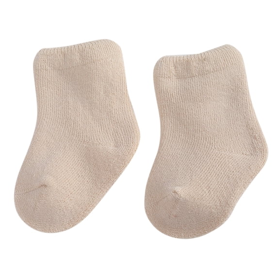 Comdrip Toddler Boy Socks Kids Non Slip Crew Socks Cute Seamless Cotton Socks for Baby Boys Girls Socks for Toddler Boys Khaki M