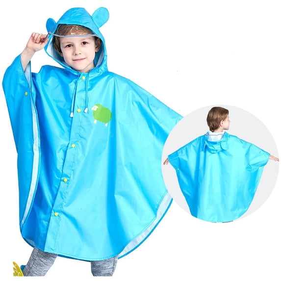 Comdrip Toddler Poncho Kids Cute Rain Coat Toddler Boys Girls Waterproof Raincoat Jacket Poncho 2-12 Years Raincoats for Kids Blue S