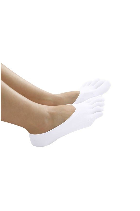 Toe Socks Women, Toe Compression Socks for Bunion Low Cut Liner Five Finger Socks No Show Athletic Breathable Toe Separator Sock Compression Toe Socks White one Size