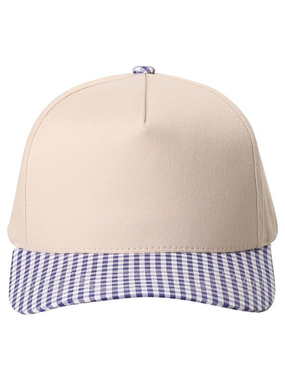 Trucker Two Tone Plaid Brim Snapback Unisex Hat Lightweight Canvas with Adjustable Beach Everyday Trendy Outdoor Daily Wear Navy