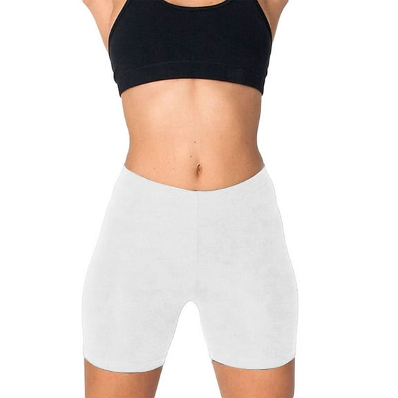 Comdrip Under Dress Shorts Women, Women's Solid Color Plus Size Elastic Cotton 3 inch Leggings Biker Shorts Women Tummy Control White 5XL