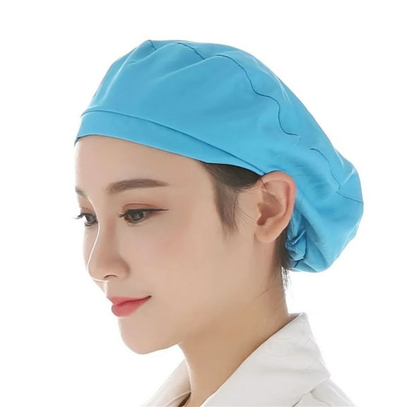 Comdrip Unisex Chef Hat Adjustable Elastic Chef Cap Work Hat Machine Washable,For Kitchen, Hotel, Businesses, Halloween Party Adjustable Beanie Breathable Hats Blue One Size