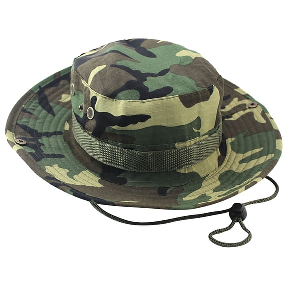 Comdrip Unisex Fall Bucket Breathable Hat Casual Jungle Round Brimmed Boonie Hat Foldable Hiking Beach Fishing Safari Army Green L