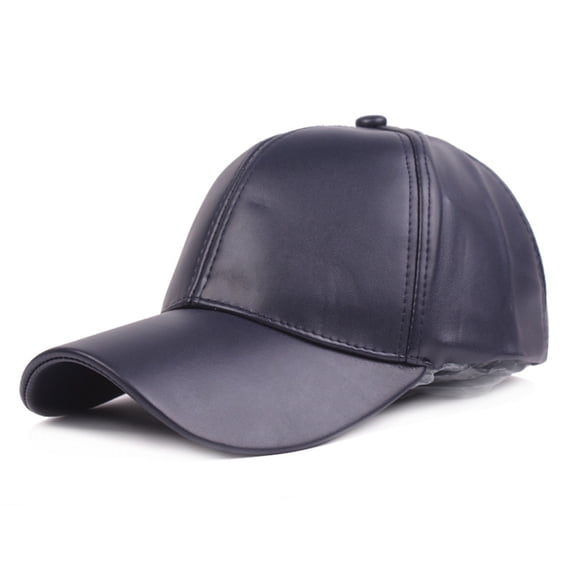 Comdrip Unisex Leather Baseball Cap Adjustable Peaked Cap, Blue 2 One Size