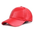 thumbnail image 1 of Comdrip Unisex Leather Baseball Cap Adjustable Peaked Cap, Red 1 One Size, 1 of 4