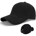 thumbnail image 1 of Comdrip Unisex Plain Baseball Cap Trucker Hat Ponytail Cap, Black One Size, 1 of 3