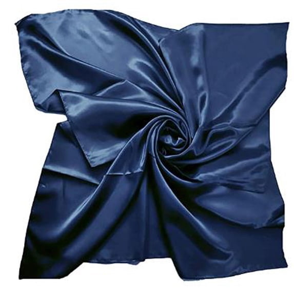 Comdrip Unisex Square 90X90 Cm Like Neck Head Scarf - Women's Fashion Satin Scarf Bandana for Hair Wrapping at Night. Dark Blue One Size