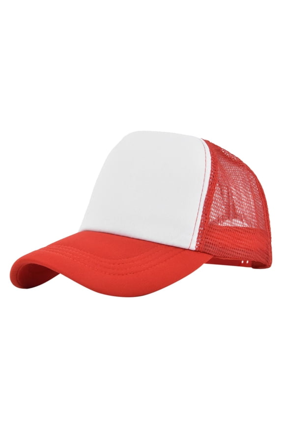 Unisex Sublimation Blank Baseball Cap Adjustable Black Hat Mesh Trucker Hats Sponge Color Matching Casual Peaked Cap Red One Size