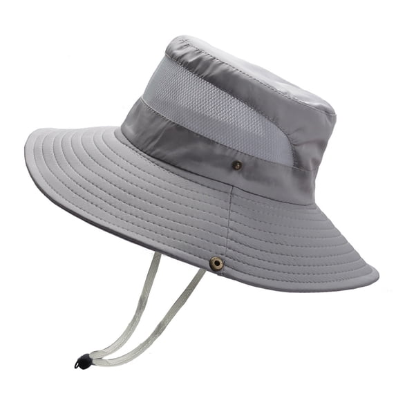 Comdrip Upf 50+ Wide Brim Sun Hat for Men Breathable Cowboy Boonie Hats Outdoor Breathable Foldable Hat for Fishing Hiking Safari Grey One Size