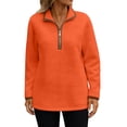 thumbnail image 1 of Comdrip Waffle Pullover Women, Women's Casual Half Zip Top Shirt High Collar Long Sleeve Shirt Y2K Loose Waffle Knit Lapel Pullover Sweatshirts Womens Quarter Zip orange S, 1 of 5