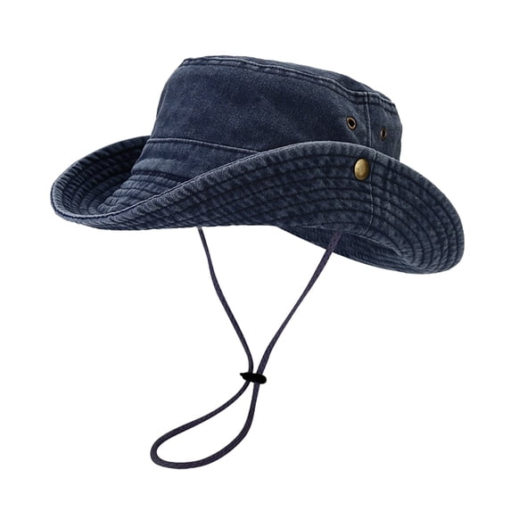 Comdrip Wide Brim Sun Outdoor Mesh Hat for Unisex Breathable Cowboy Lightweight Boonie Hats Bucket Hat for Travel Fishing Hiking Safari Navy